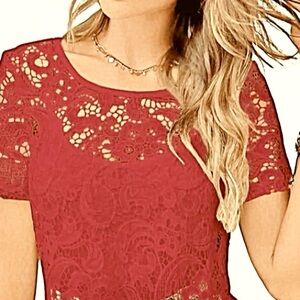 Fashion to Figure Top Lace Lined Cropped Top Orange Color Size 2X